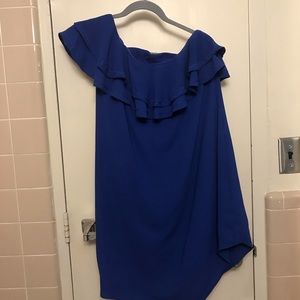 Blue one shoulder mini dress